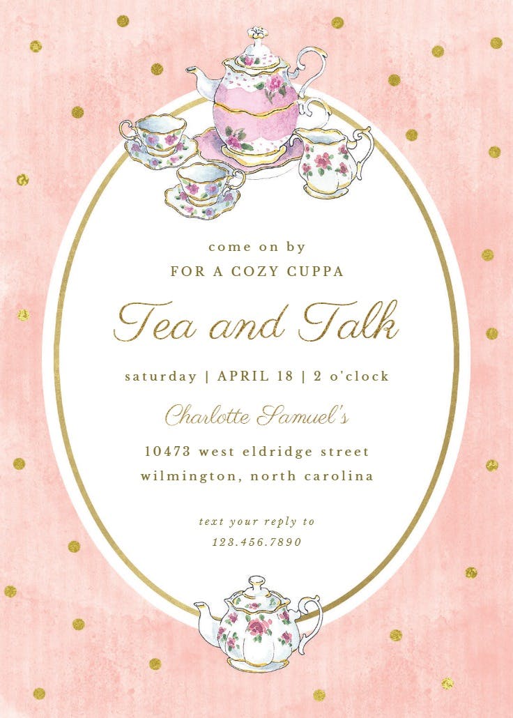 Tea Party Bridal Shower Invitation Template Greetings Island